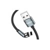 Магнітний кабель Hoco U94 2 в 1 / Lightning (Iphone) - USB / 540 градусів / Круглий / 120 см. / Чорний