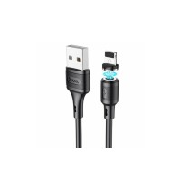 Магнітний силіконовий кабель Hoco X52 / Lightning (Iphone) - USB / 360 градусів / Круглий / 100 см. / Чорний