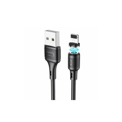 Магнітний силіконовий кабель Hoco X52 / Lightning (Iphone) - USB / 360 градусів / Круглий / 100 см. / Чорний