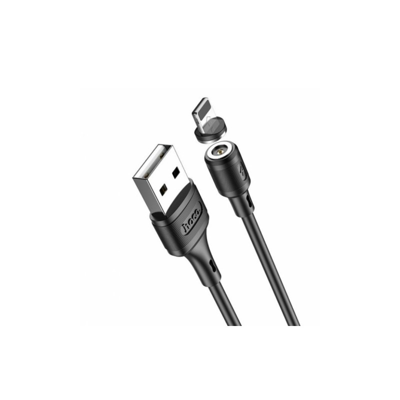 Магнітний силіконовий кабель Hoco X52 / Lightning (Iphone) - USB / 360 градусів / Круглий / 100 см. / Чорний