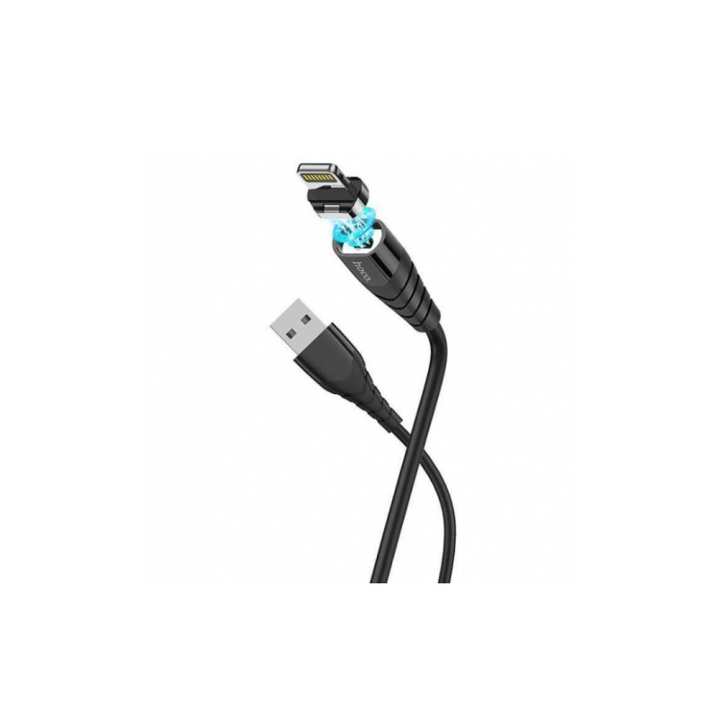 Магнитный силиконовый кабель Hoco X63 / Lightning (Iphone) - USB / 100 см. / Черный