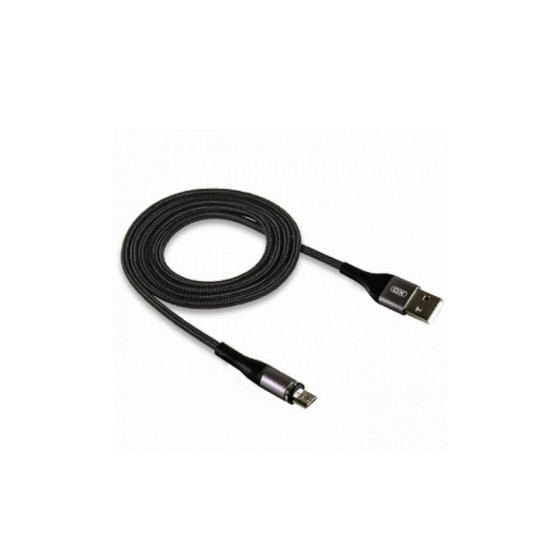 Магнітний нейлоновий кабель XO-NB125 / Micro - USB / 2 Ампера / 100 см. / Чорний