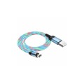 Магнітний силіконовий кабель (Світиться) Hoco U90 / Lightning (Iphone) - USB / 100 см. / Блакитний
