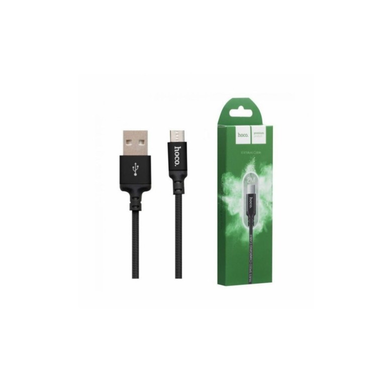 Кабель Hoco. X14 / Micro - USB / Нейлонове сплетіння / 2 метра / Чорний