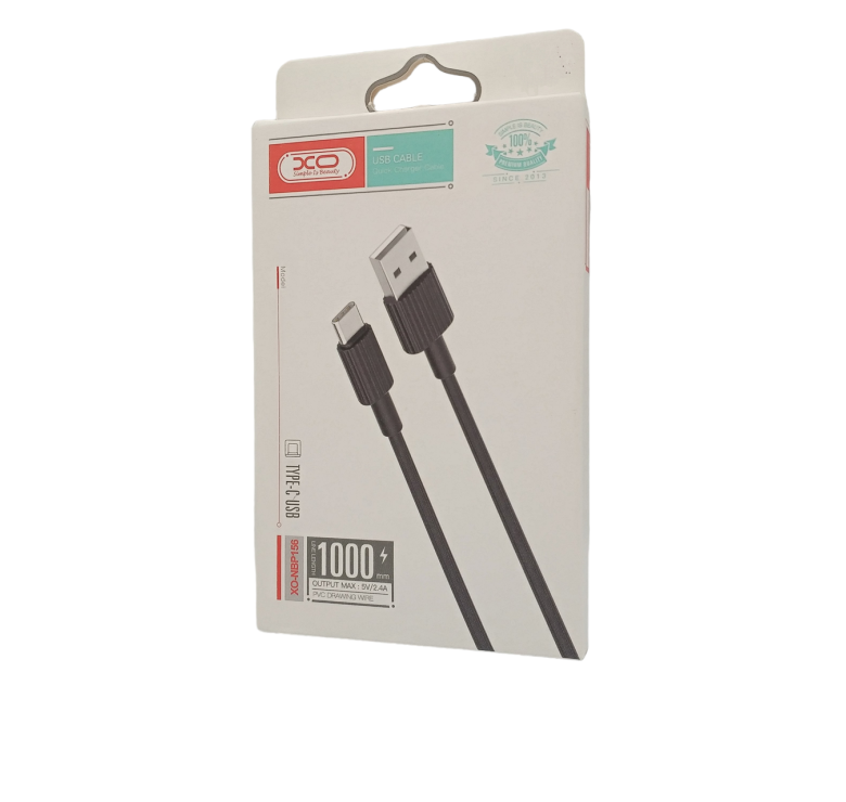 Кабель XO-NBP156 / Type-C - USB / 2.4 ампер / 1 метр / Чорний