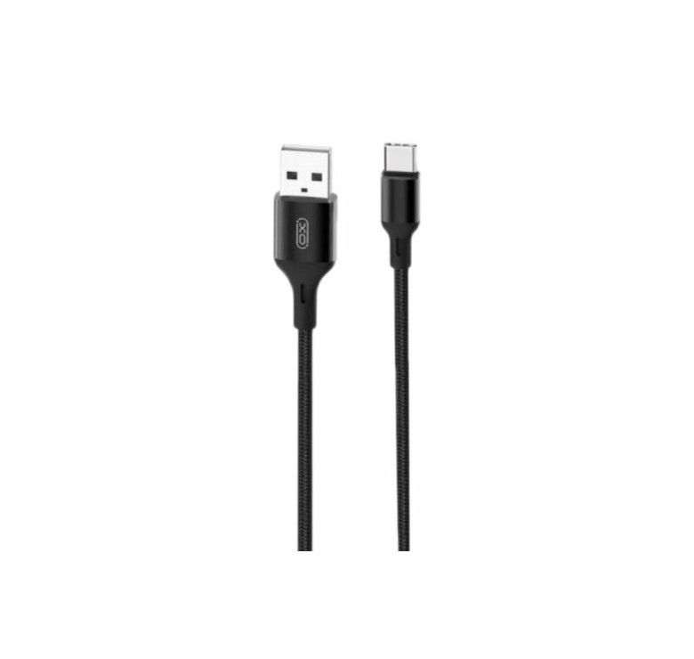 Кабель XO-NB143 / Type-C - USB / Нейлоновий / 2 ампера / 2 метра / Чорний