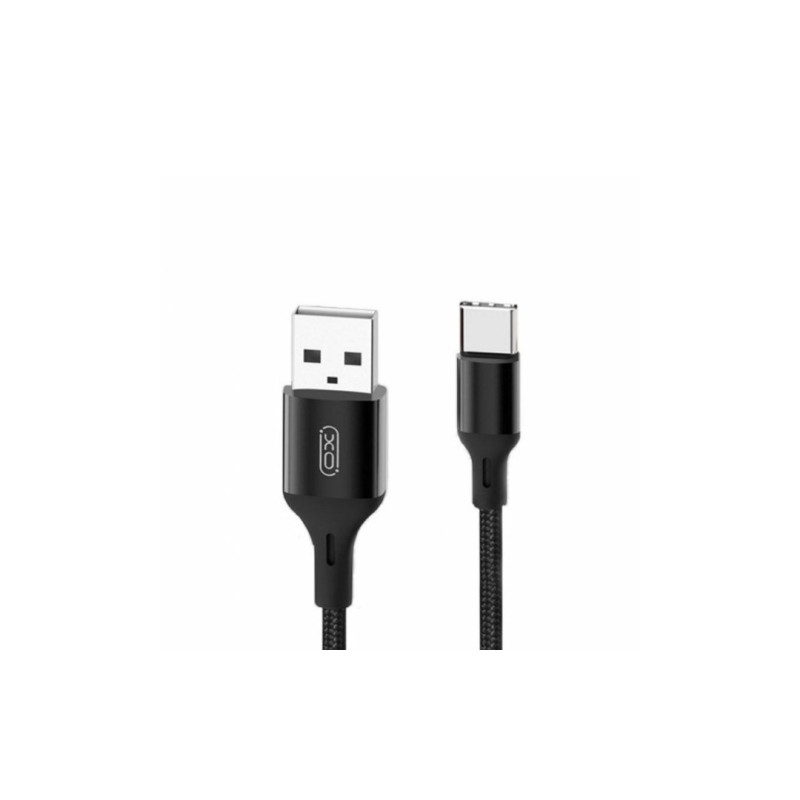 Кабель XO-NB143 / Type-C - USB / Нейлоновий / 2 ампера / 2 метра / Чорний