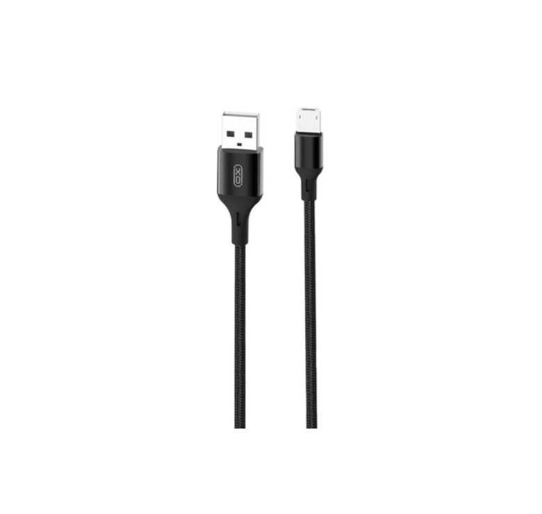 Кабель XO-NB143 / Micro - USB / Нейлоновий / 2 ампера / 2 метра / Чорний