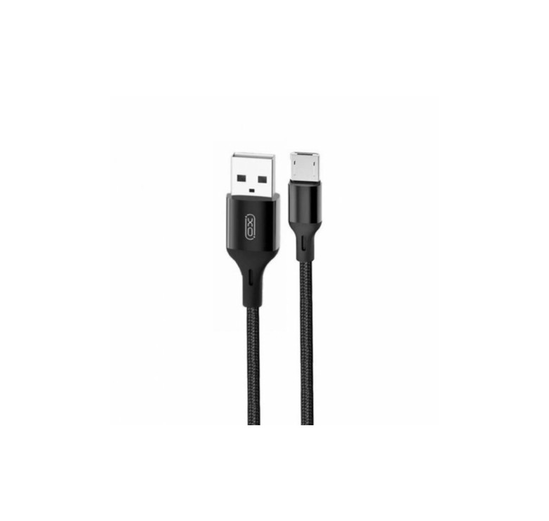Кабель XO-NB143 / Micro - USB / Нейлоновий / 2 ампера / 2 метра / Чорний