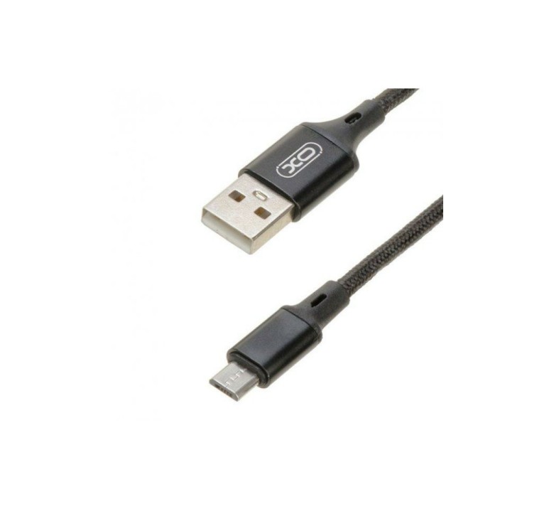 Кабель XO-NB143 / Micro - USB / Нейлоновий / 2 ампера / 2 метра / Чорний