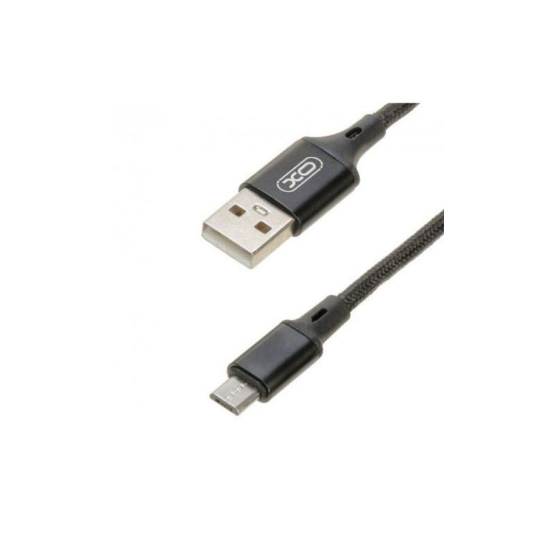 Кабель XO-NB143 / Micro - USB / Нейлоновый / 2 ампера / 2 метра / Черный