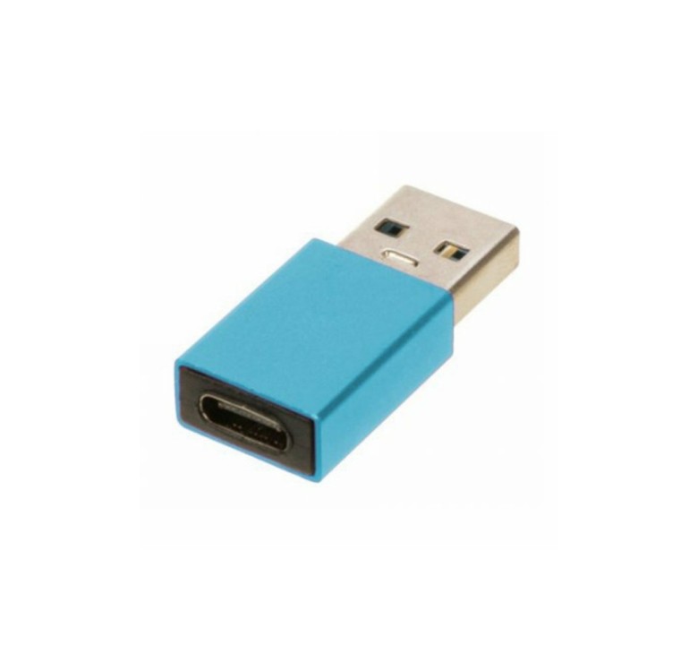 Перехідник USB 3.0 TU001 / USB - Type-C / Металевий / Блакитний