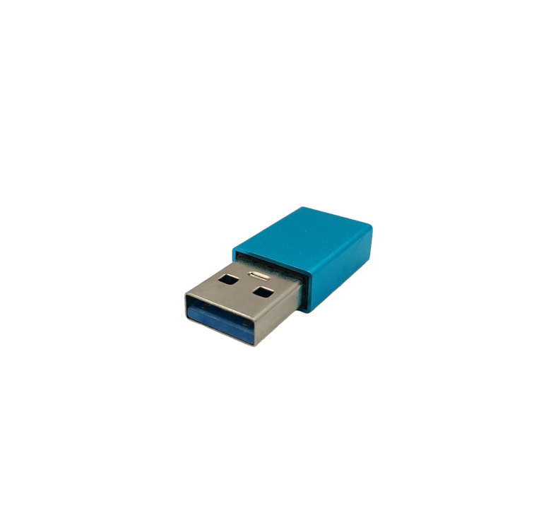 Перехідник USB 3.0 TU001 / USB - Type-C / Металевий / Блакитний