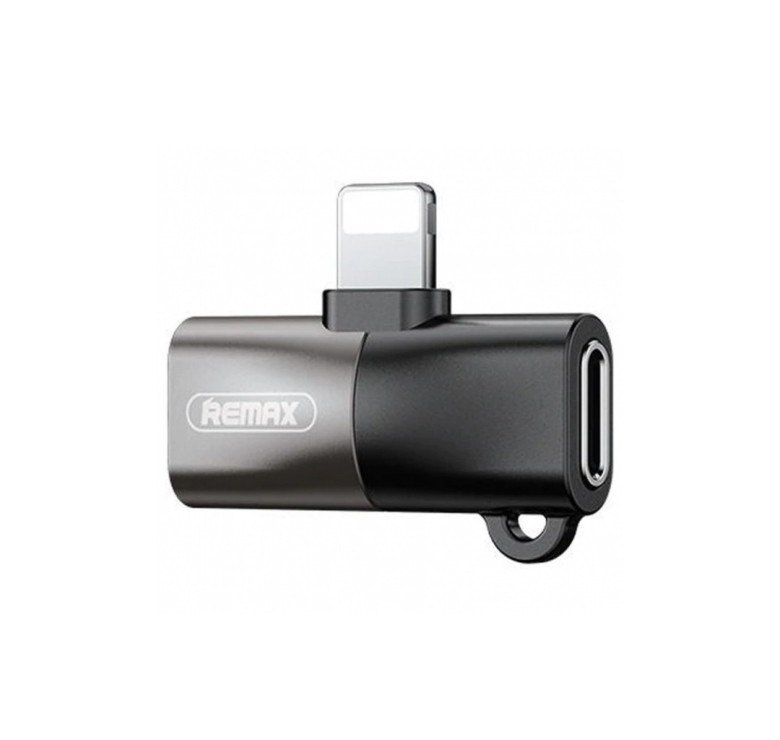 Перехідник Remax RL-LA09i (роздвоювач 2в1) з Lightning (Iphone) на зарядку (Lightning) і аудіо (Lightning) / Чорний