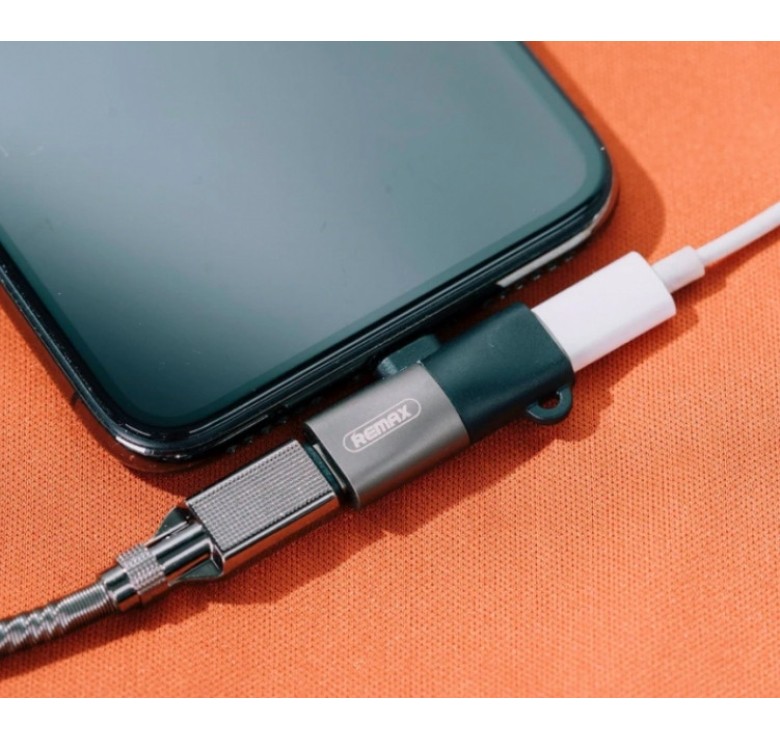 Перехідник Remax RL-LA09i (роздвоювач 2в1) з Lightning (Iphone) на зарядку (Lightning) і аудіо (Lightning) / Чорний