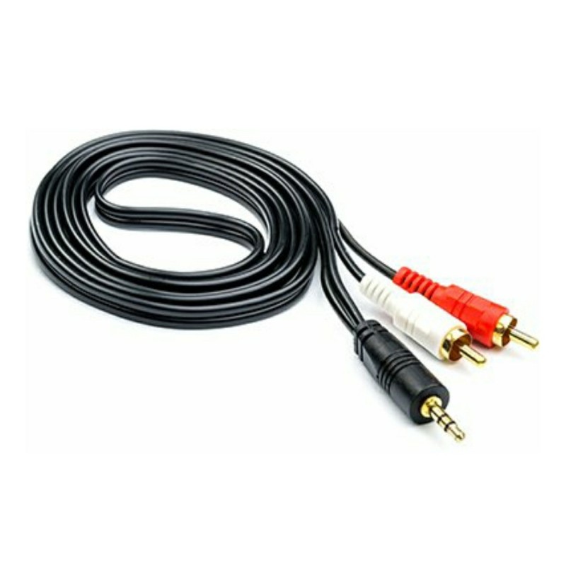 Аудіо кабель з Mini Jack 3.5 мм на 2 шт. RCA / 1.2 м / Чорний