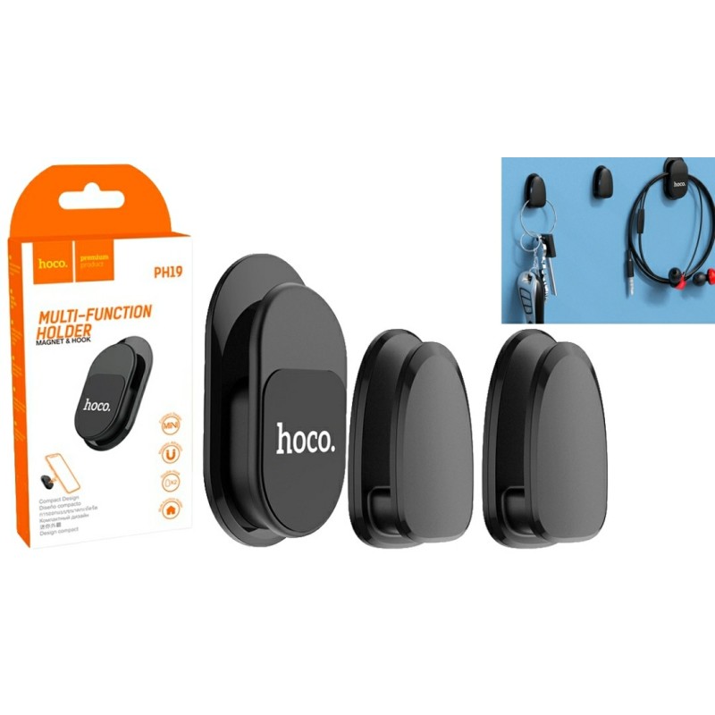 Держатель смартфона универсальный магнитный для дома и автомобиля / Hoco PH19 / Черный