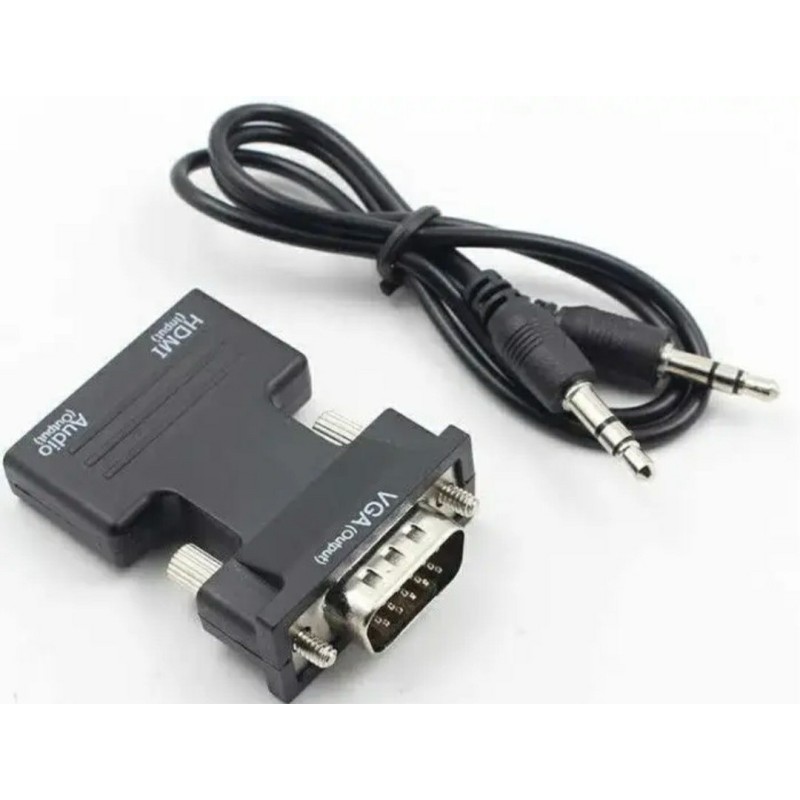 Переходник HDMI на VGA с аудио выходом (AUX 3.5 мм) Черный