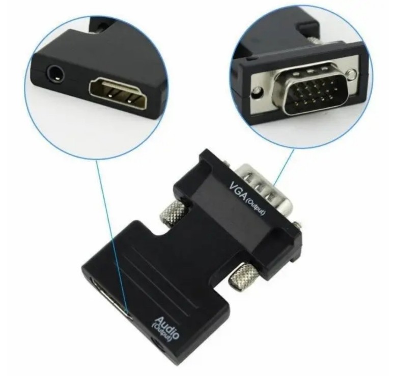 Перехідник HDMI - VGA для передачі відео і аудіо сигналу / Чорний