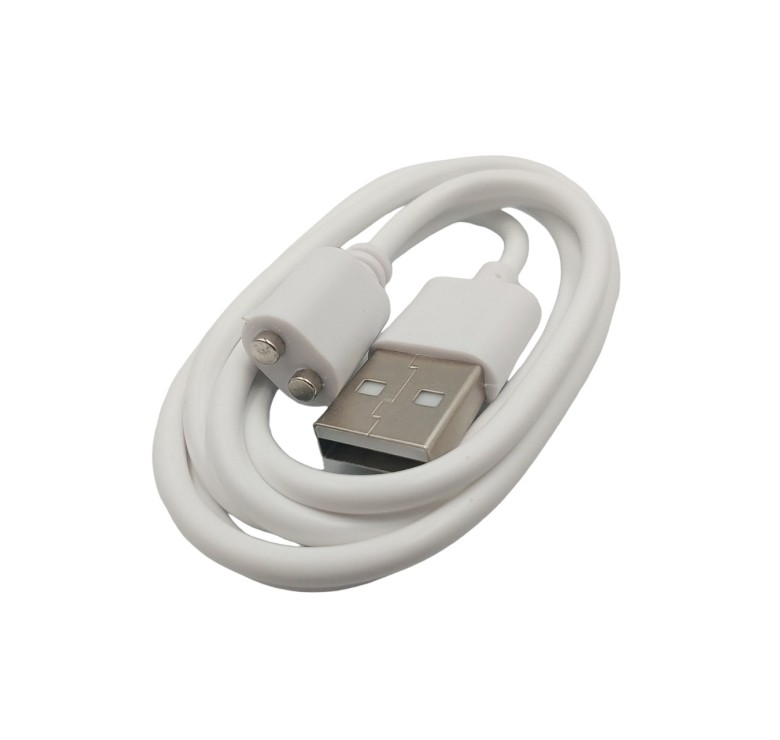 Зарядний магнітний USB-кабель для масажерів та інших портативних пристроїв / 80 см. — 6 мм. / Білий