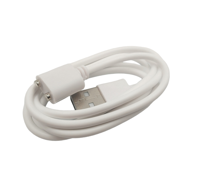 Зарядний магнітний USB кабель для масажерів та інших портативних пристроїв / 80 см. - 7 мм. / Білий
