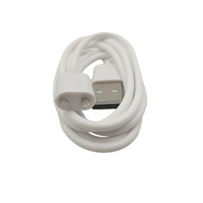 Зарядный магнитный USB кабель для массажеров и других портативных устройств / 80 см. – 7 мм. / Белый