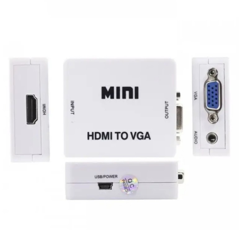 Перехідник HDMI - VGA для передачі відео і аудіо сигналу / 1080p / Білий