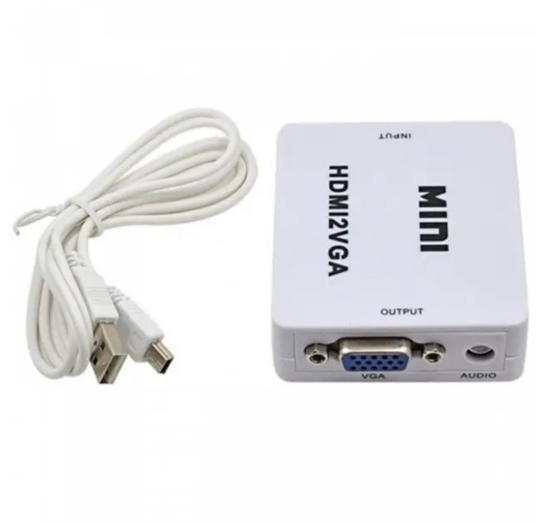 Перехідник HDMI - VGA для передачі відео і аудіо сигналу / 1080p / Білий