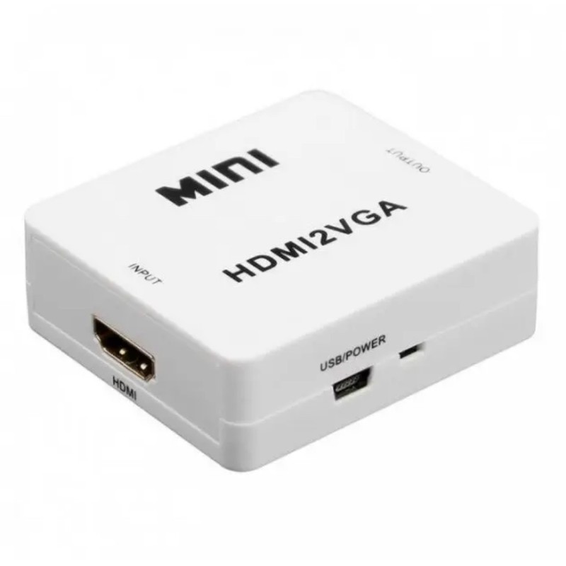 Перехідник HDMI - VGA для передачі відео і аудіо сигналу / 1080p / Білий