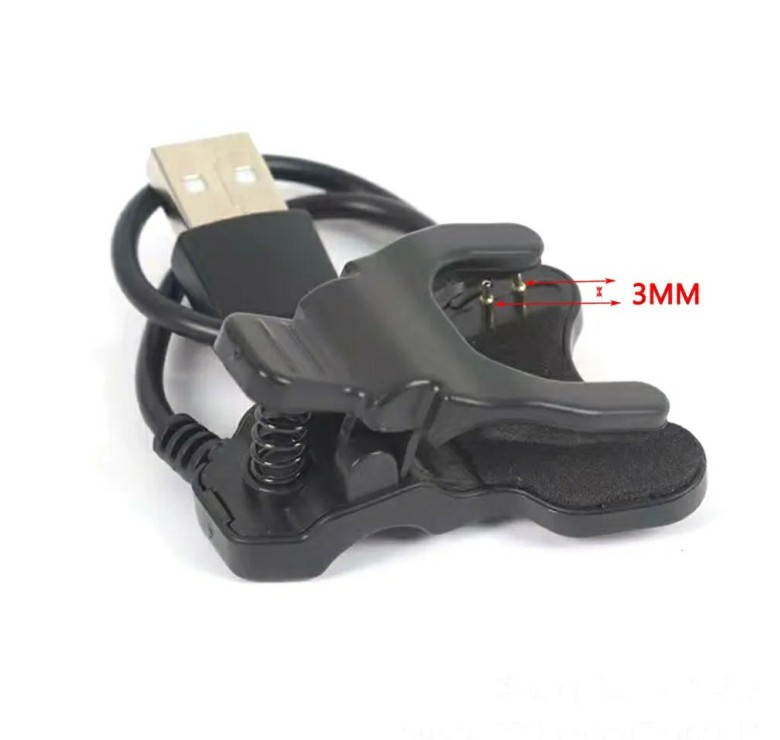 Універсальний USB кабель для зарядки смарт-годинників / 2 Pin, 3 mm / 30 см. / Чорний