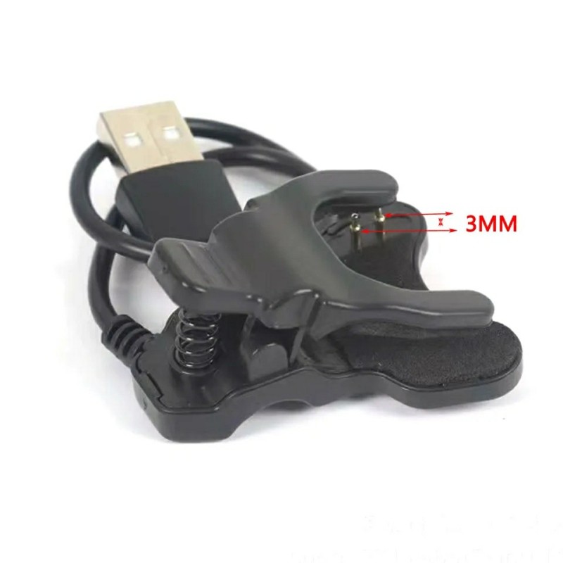 Універсальний USB кабель для зарядки смарт-годинників / 2 Pin, 3 mm / 30 см. / Чорний