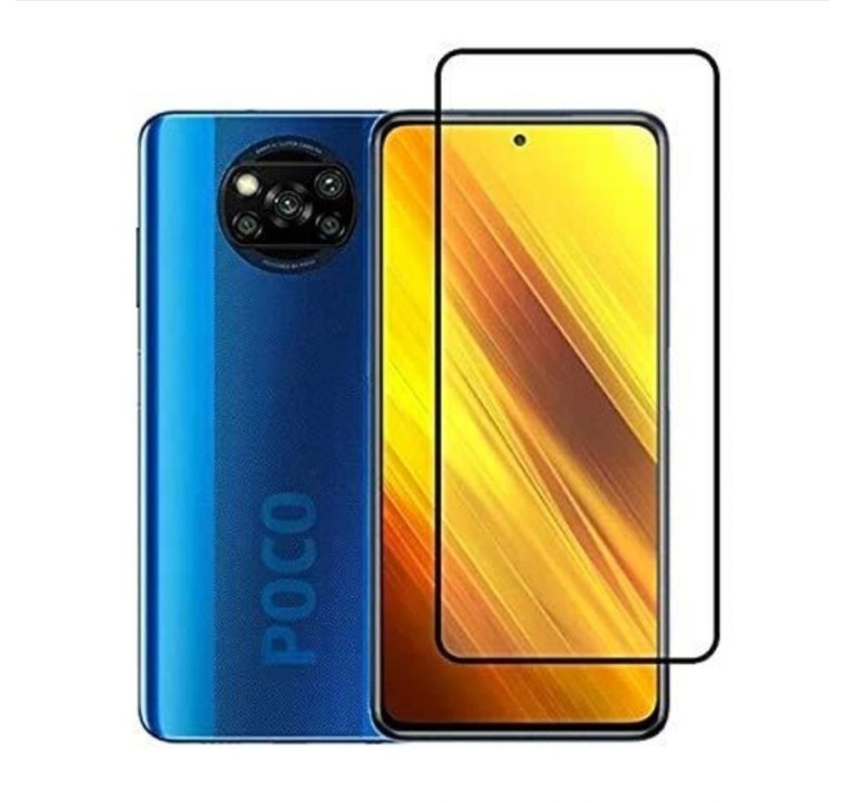 Загартоване захисне скло на смартфон Poco X3 / Чорна рамка