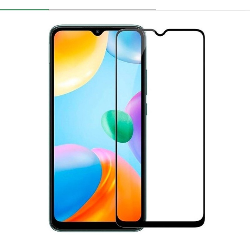 Закаленное защитное стекло на смартфон Poco C40 / Черная рамка