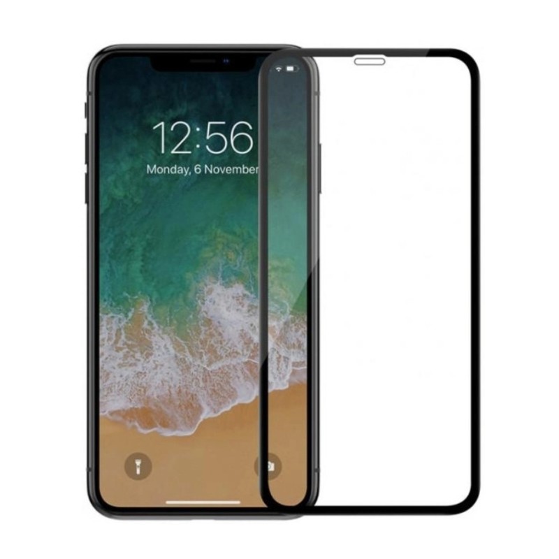 Закаленное защитное стекло на смартфон iPhone X / Черная рамка