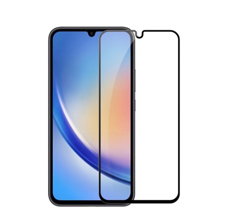 Загартоване захисне скло на смартфон Samsung Galaxy A34/ Чорна рамка