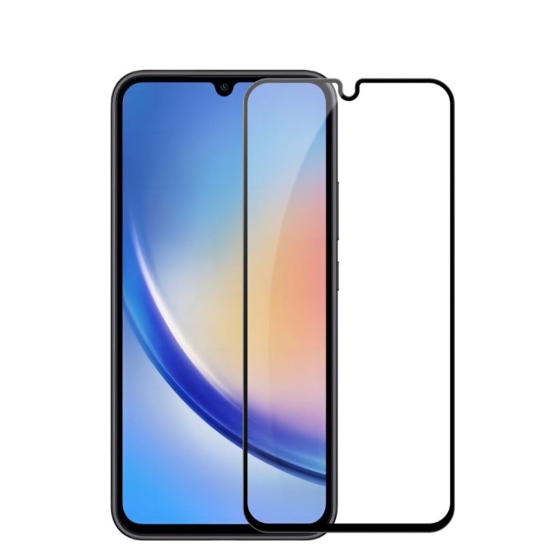 Закаленное защитное стекло на смартфон Samsung Galaxy A34 / Черная рамка