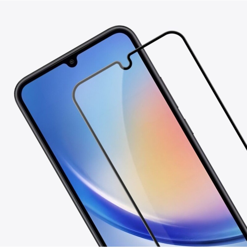 Закаленное защитное стекло на смартфон Samsung Galaxy A34 / Черная рамка