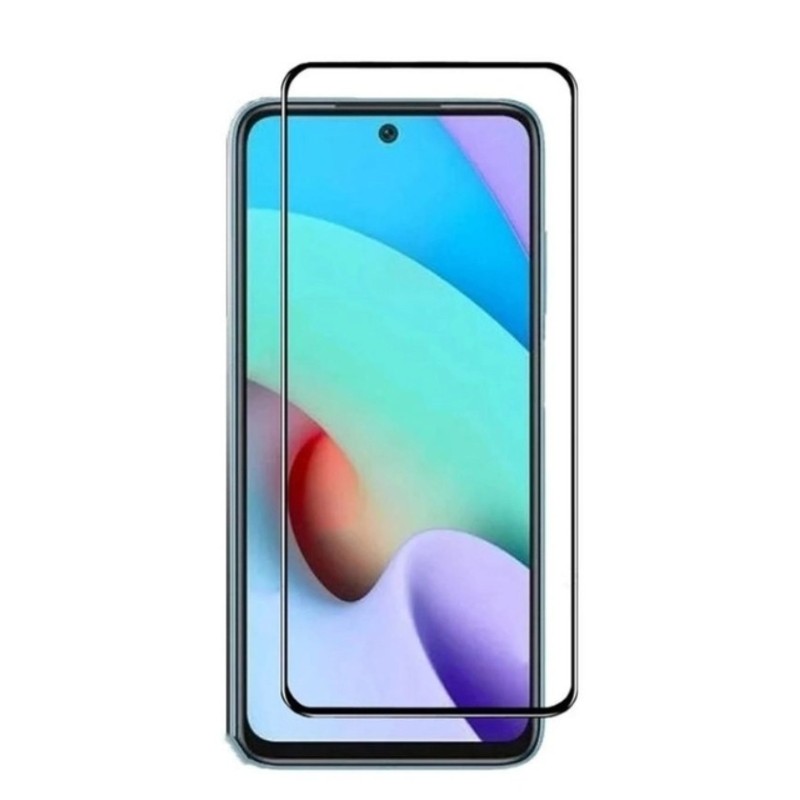 Защитное закаленное стекло на Xiaomi Redmi Note 11 / Чёрная рамка / Полное покрытие