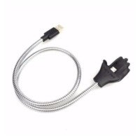 Зарядний гнучкий металевий кабель Micro USB Cable Data Coil Brace для смартфонів / Мікро USB для iPhone / сірий