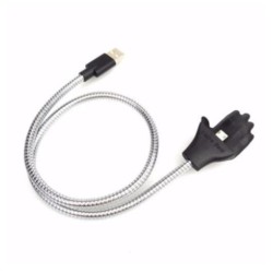Зарядной гибкий металлический кабель Lightning - USB Cable Data Coil Brace для iPhone / Cерый