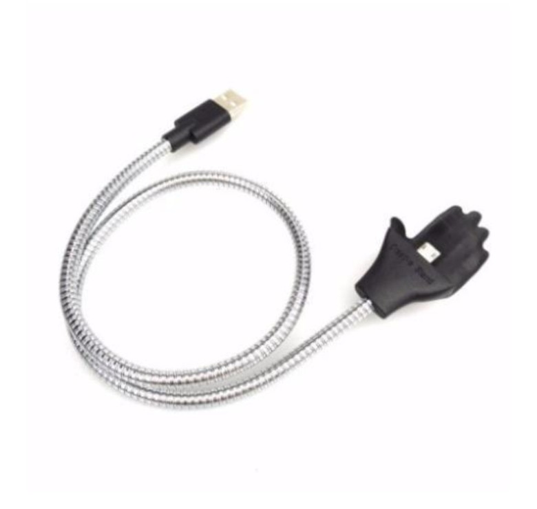 Зарядний гнучкий металевий кабель Micro USB Cable Data Coil Brace для смартфонів / Мікро USB для iPhone / сірий