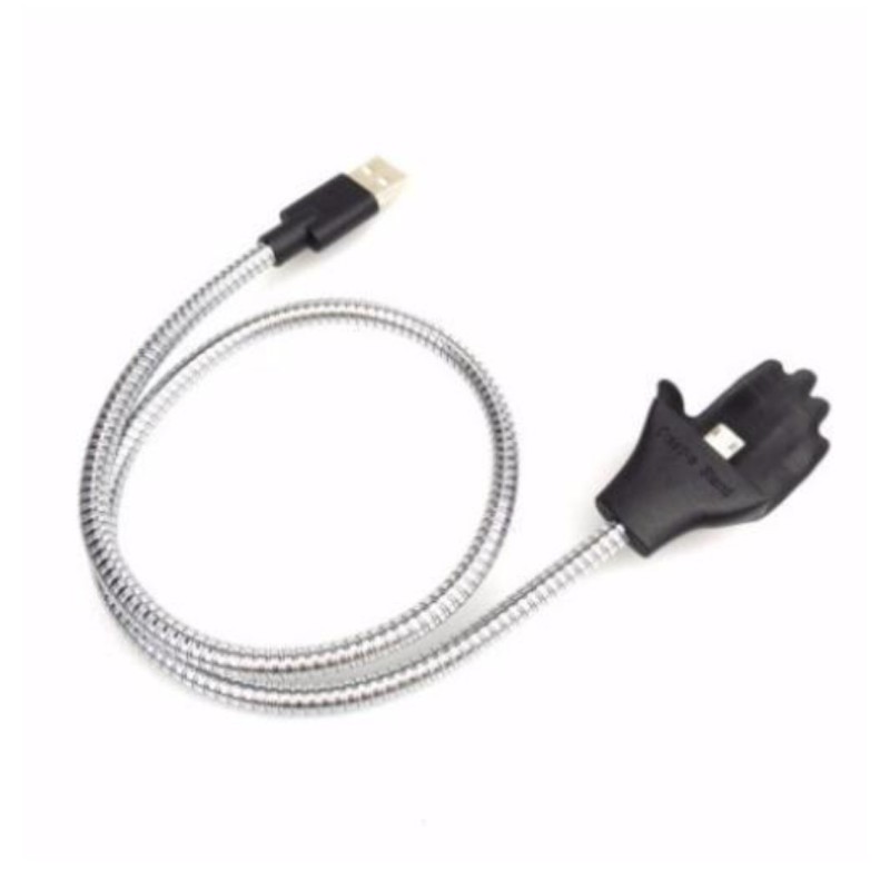 Зарядний гнучкий металевий кабель Lightning - USB Cable Data Coil Brace для смартфонів iPhone / Сірий