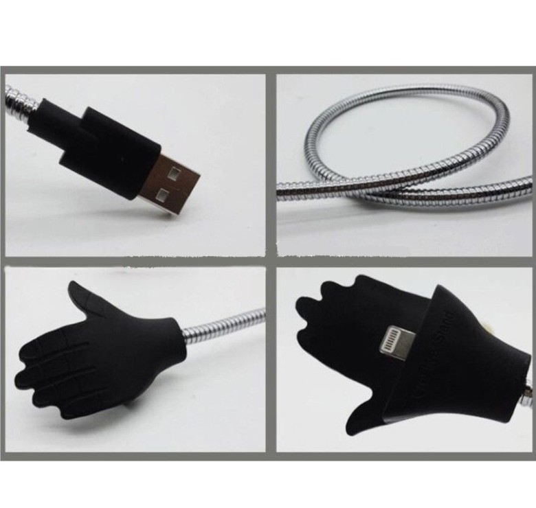 Зарядний гнучкий металевий кабель Cable Data Coil Brace для для iPod mini / Сірий
