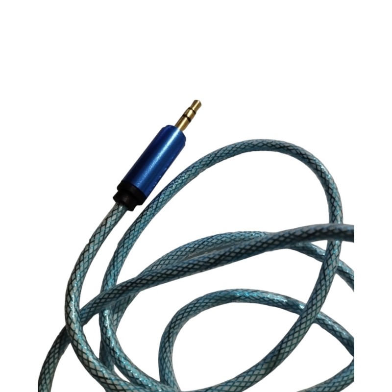 Аудіо AUX кабель, силіконовий, металевий, синього кольору