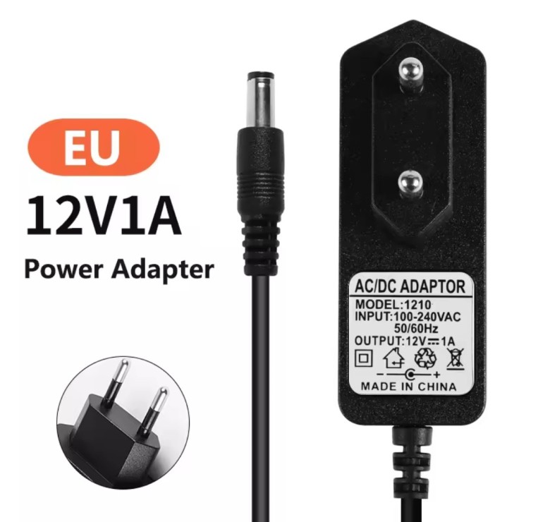 Мережевий зарядний пристрій / Зарядка / 12V 1A / AC/DC Power Adapter 1210 / Чорний