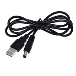 Кабель живлення USB на DC 5V (5.5x2.5мм) 1м, Чорний