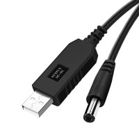 Кабель для живлення роутерів та інших пристроїв 5.5 * 2.5 мм. / USB 5 вольт на DC 9 вольт / 100 см. / Чорний