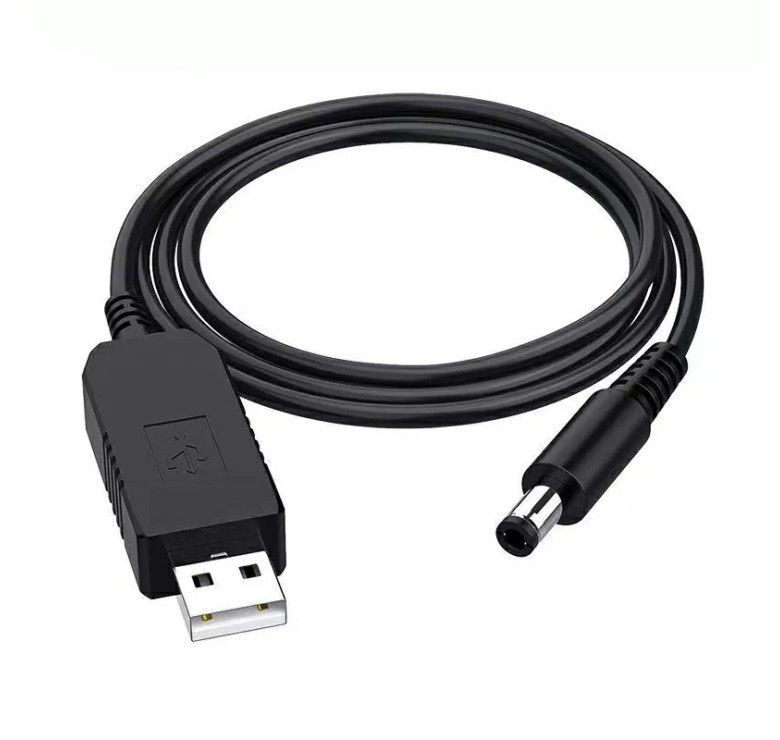 Кабель для живлення роутерів та інших пристроїв 5.5 * 2.5 мм. / USB 5 вольт на DC 9 вольт / 100 см. / Чорний