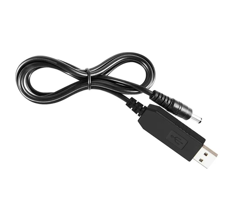 Кабель для живлення роутерів та інших пристроїв 5.5 * 2.5 мм. / USB 5 вольт на DC 12 вольт / 100 см. / Чорний