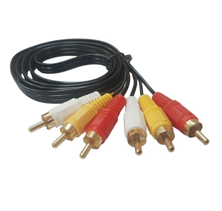 Аудіо кабель з 3 шт. RCA на 3 шт. RCA / 1.2 м. / Чорний